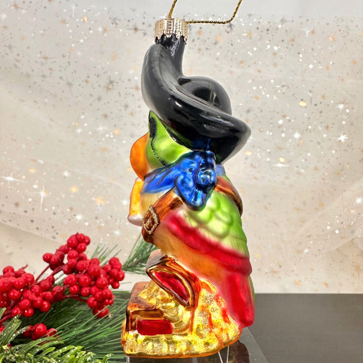 Christmas By Krebs Blown Glass  Collectible Tree Ornaments  (4 3/4" Pirate Parrot)