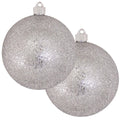 Christmas By Krebs Ornament, Commercial Grade Indoor and Outdoor Shatterproof Plastic, Water Resistant Ball Ornament Decorations (Silver Glitz, 6 inch (150mm))