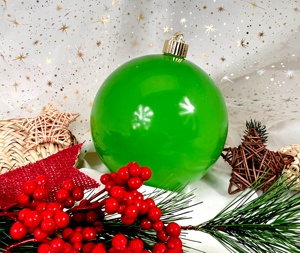 Christmas By Krebs Ornament, Commercial Shatterproof UV Resistant Plastic Christmas Ball Decoration (Kiwi Green, 6 inch (150mm))