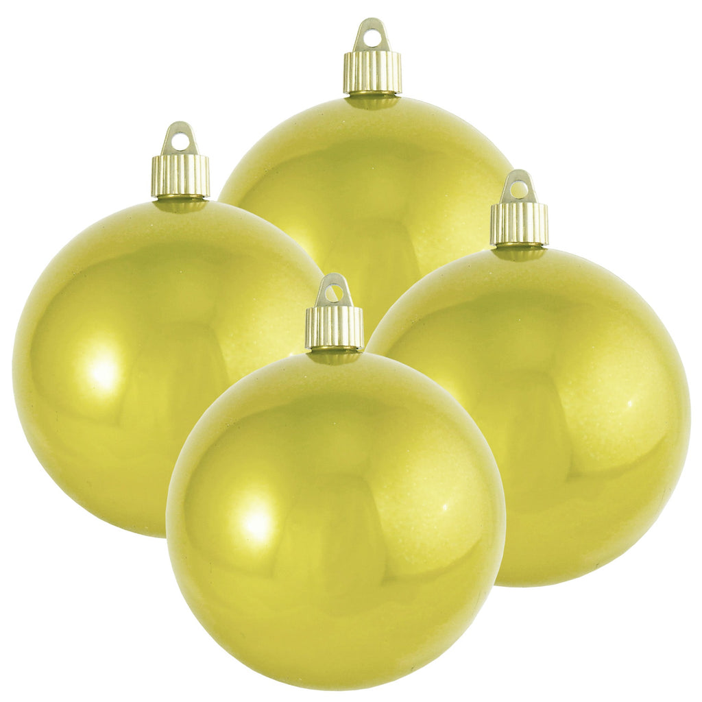 Christmas By Krebs 4" (100mm) Fierce Yellow [4 Pieces] Solid Commercial Grade Indoor and Outdoor Shatterproof Plastic, UV and Water Resistant Ball Ornament Decorations