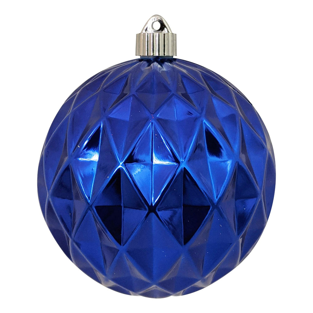 Christmas By Krebs 6" (150mm) Diamond Shiny Azure Blue [2 Pieces] Solid Commercial Grade Indoor and Outdoor Shatterproof Plastic, UV and Water Resistant Ball Ornament Decorations