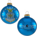 Christmas Tree Ornaments Made in the USA - 80mm / 3.25" Decorated Collectible Glass Balls from Christmas by Krebs - Handmade Hanging Holiday Decoration for Trees (USAF with Est Date, Flag)