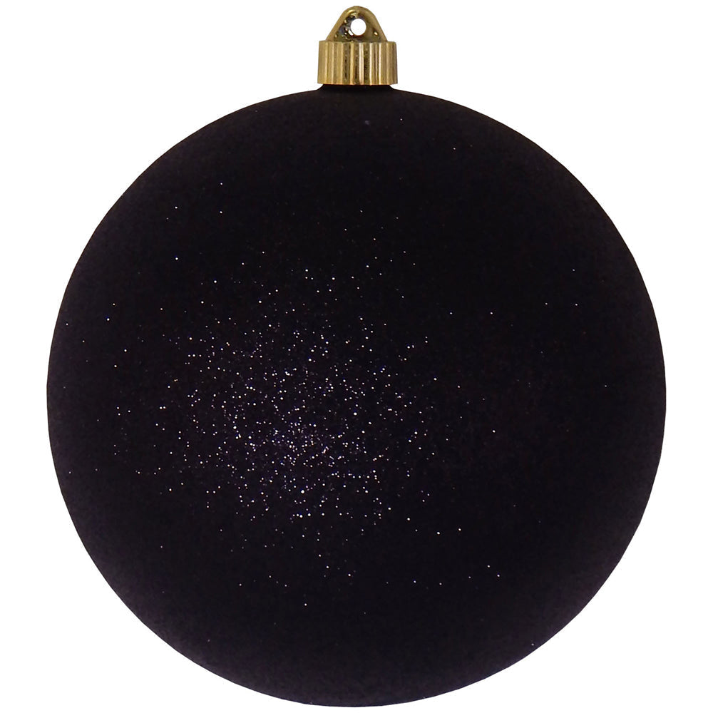 Christmas By Krebs 8" (200mm) Black Glitter [1 Piece] Solid Commercial Grade Indoor and Outdoor Shatterproof Plastic, Water Resistant Ball Ornament Decorations