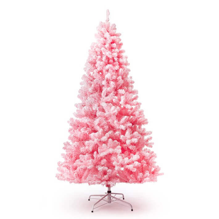 6.5' Duchess Pink Flock Artificial Christmas Tree with 500 Warm White LED Lights